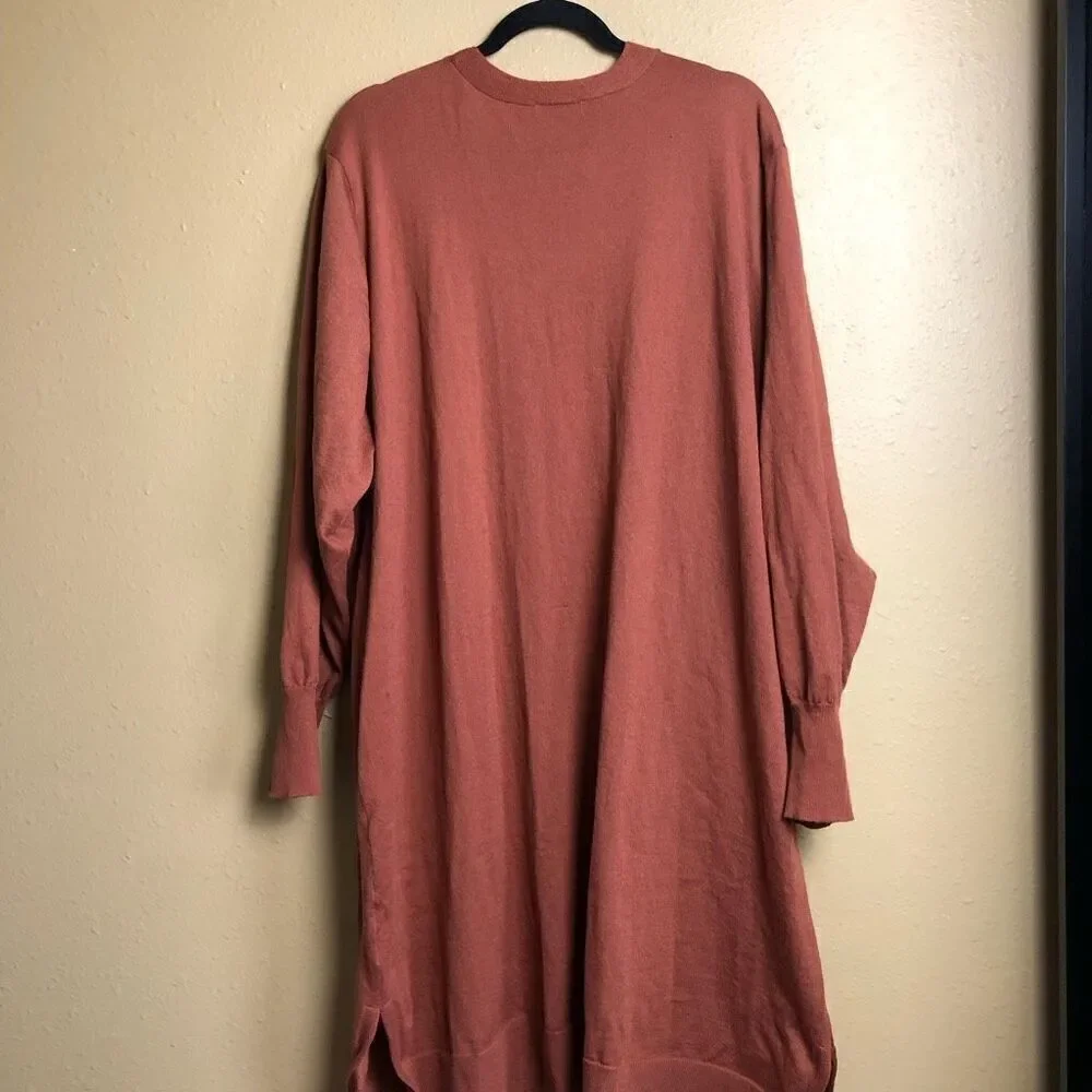 Nine West Open Front Duster Long  Cardigan Sweater Pockets SZ 3X